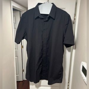 UnTUCKit short sleeve black Large Tall slim dress shirt